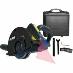 FERM WSM1009 Rainureuse 1700W 125mm - Laser - Incl. 2 Lames Diamant Et Adaptateur D'aspirateur