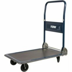 FERM TTM1027 Chariot à Plateforme Max. 150Kg - Pliable - Surface En Caoutchouc - Bords En Caoutchouc