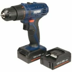 FERM CDM1119 Perceuse Sans Fil 12V - 2 Batteries Li-Ion 1.5Ah Incluses