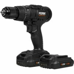 FERM CDM1147P Perceuse Sans Fil à Percussion 20V - 2 Batteries 2.0Ah Li-Ion