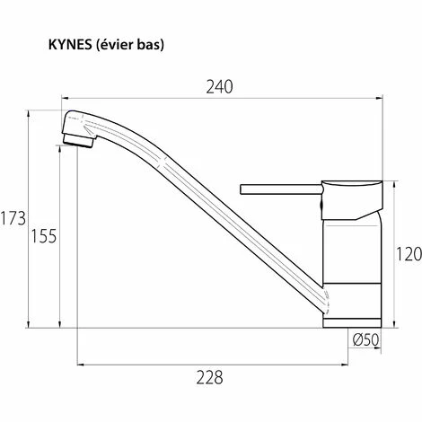 EUROSANIT Mitigeur D'évier Bas NF Kynes Chromé 4 EUROSANIT Mitigeur D'évier Bas NF Kynes Chromé – Image 2