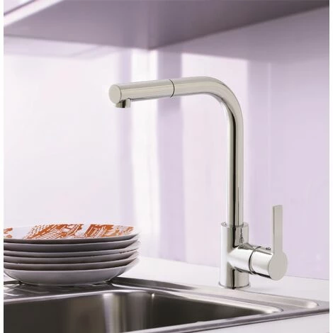 EUROSANIT Mitigeur D'évier Haut à Douchette Gange Chromé 4 EUROSANIT Mitigeur D'évier Haut à Douchette Gange Chromé – Image 2