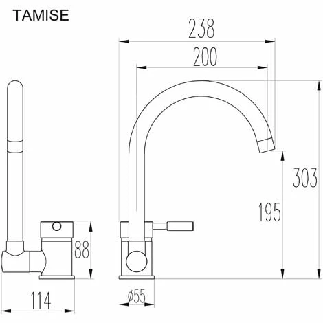 EUROSANIT Mitigeur D'évier à Bec Basculant Tamise Chromé 4 EUROSANIT Mitigeur D'évier à Bec Basculant Tamise Chromé – Image 2