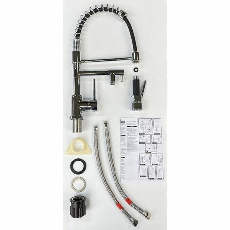 EUROSANIT Mitigeur D'évier Chef Double Sorties à Douchette Oasis Chromé 7 EUROSANIT Mitigeur D'évier Chef Double Sorties à Douchette Oasis Chromé – Image 5