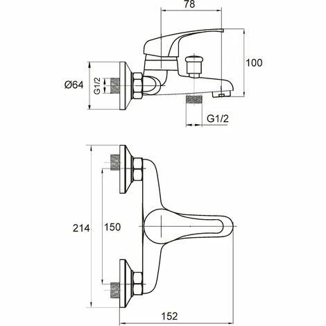 EUROSANIT Mitigeur De Bain-douche Siesta Chromé 4 EUROSANIT Mitigeur De Bain-douche Siesta Chromé – Image 2