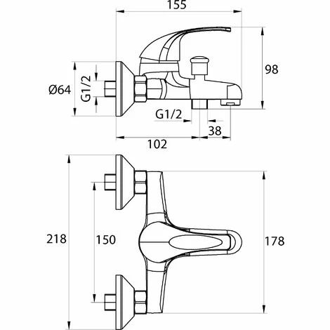 EUROSANIT Mitigeur De Bain-douche Pola Chromé 4 EUROSANIT Mitigeur De Bain-douche Pola Chromé – Image 2