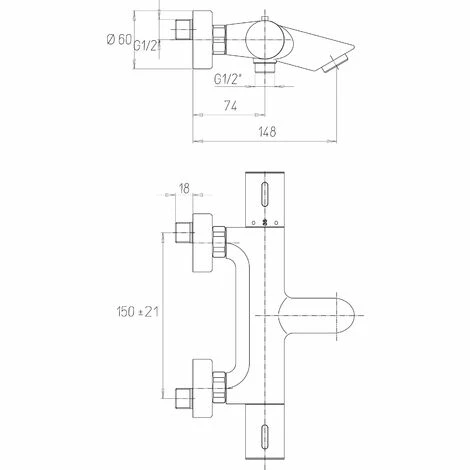 EUROSANIT Mitigeur Thermostatique De Bain-douche NF Lineatherm Chromé 6 EUROSANIT Mitigeur Thermostatique De Bain-douche NF Lineatherm Chromé – Image 4