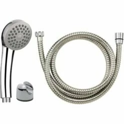 EUROSANIT Duo : Douchette 1 Jet Chromée Siesta + Flexible Inox Da Long.1.50m + Support Abs