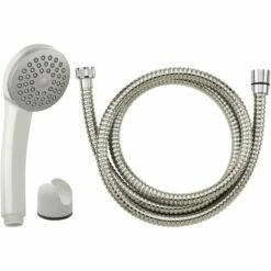 EUROSANIT Duo : Douchette 1 Jet Blanche Siesta + Flexible Inox Da Long.1.50m + Support Abs