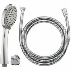 EUROSANIT Duo : Douchette 3 Jets éco.d'eau Chr. Barca + Flexible Inox Da Chr. Extens. 1.50/1.75m + Sup.abs