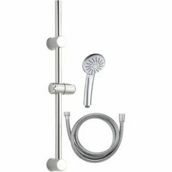 EUROSANIT Trio : Douchette 3 Jets Chr. Oasis + Flex. Inox Da Chromé Long.1.50m + Barre Rénov