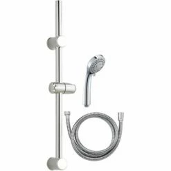 EUROSANIT Trio : Douchette NF 3 Jets Chr. Kea + Flex. NF Inox Da Chromé Long.1.50m + Barre Rénov