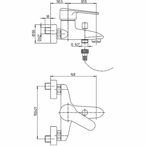 EUROSANIT Mitigeur De Bain-douche Topaze Chromé 4 EUROSANIT Mitigeur De Bain-douche Topaze Chromé – Image 2