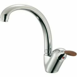 EUROSANIT Mitigeur D'évier à Bec Haut Kitchenett Poignée Bois