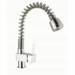 EUROSANIT Mitigeur D'évier Aniela Chromé. Bec Ressort Avec Douchette Extractible.